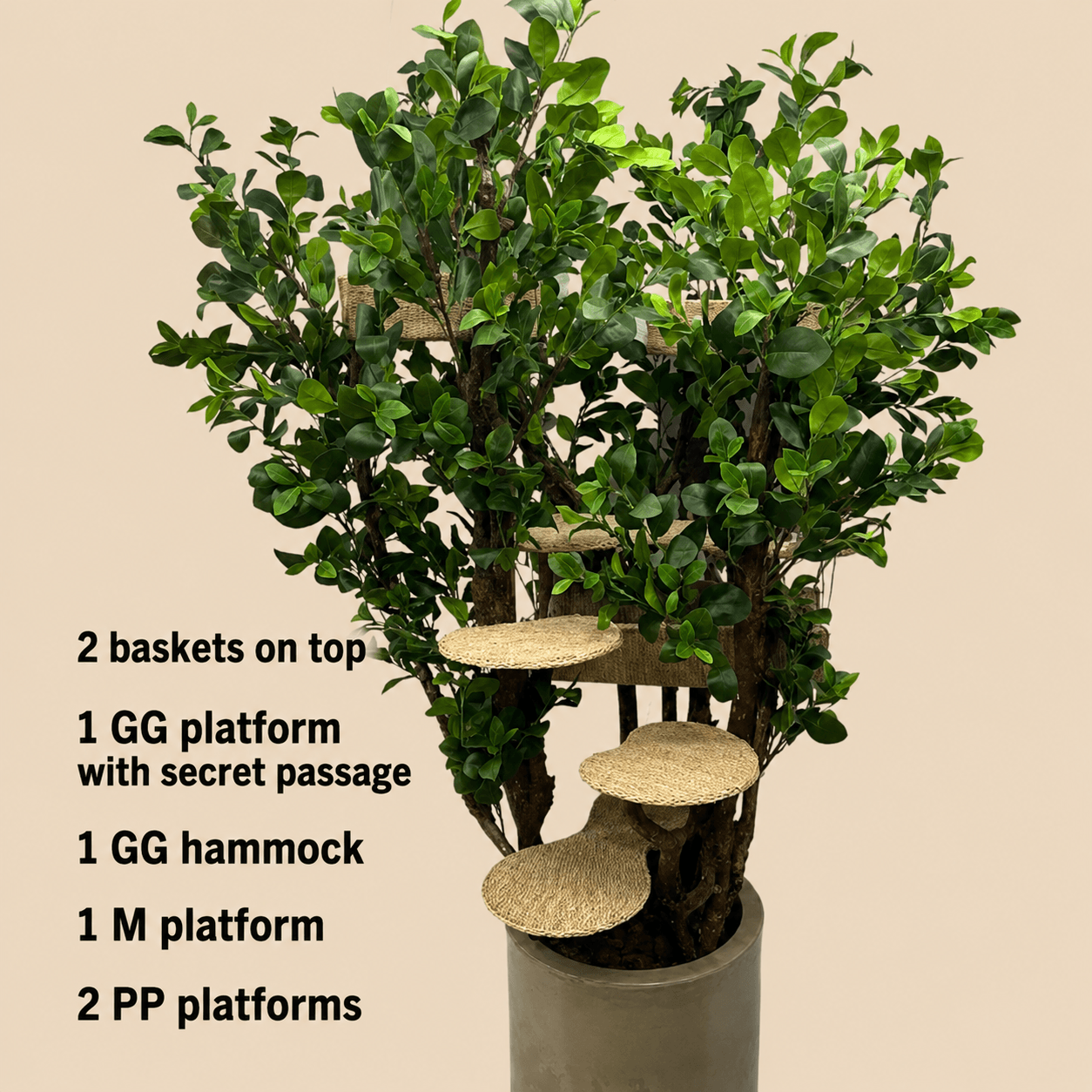 Supreme 2.20m Luxury Cat Tree – Large Natural Cat Tower for Multiple Cats