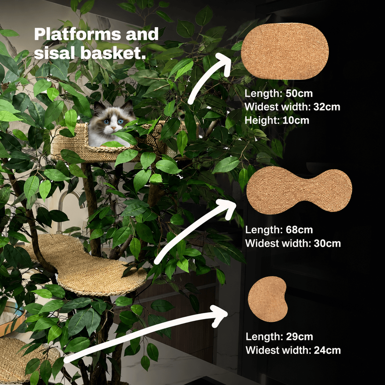 Benjamina 1.60m Luxury Cat Tree – Decorative Indoor Plant Cat Furniture